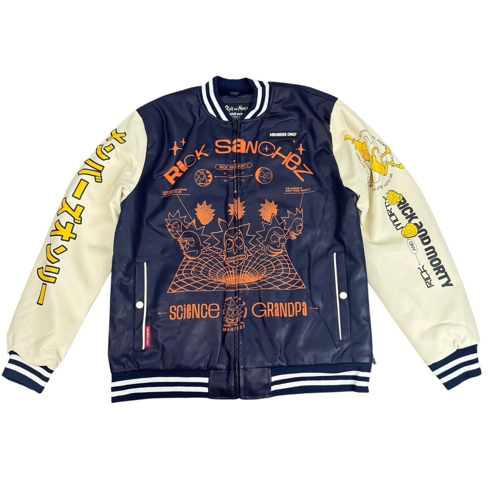 CartoonCore Collectors Members Only Rick and Morty Varsity Jacket Navy Men L NWT